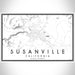 Susanville California Map Print Landscape Orientation in Classic Style With Shaded Background