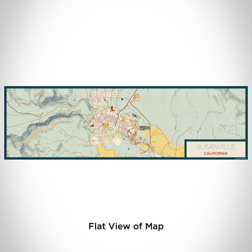 Flat View of Map Custom Susanville California Map Enamel Mug in Woodblock