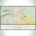 Susanville California Map Print Landscape Orientation in Woodblock Style With Shaded Background