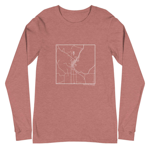 Suttons Bay Michigan  Map Unisex Long-Sleeve T-shirt with City inscription in Heather Mauve