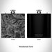 Rendered View of Swan Range Montana Map Engraving on 6oz Stainless Steel Flask in Black