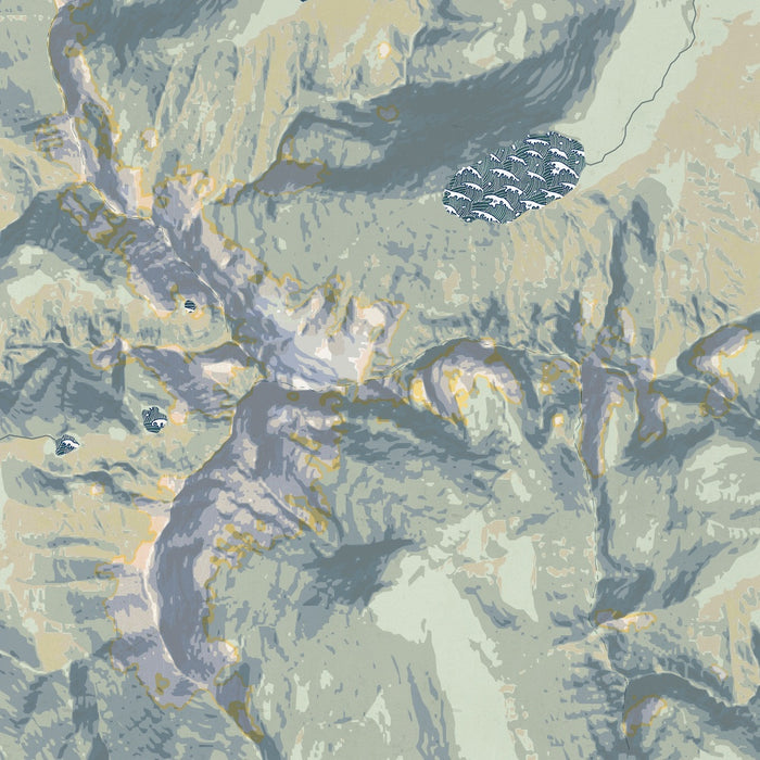 Swan Range Montana Map Print in Woodblock Style Zoomed In Close Up Showing Details