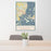 24x36 Swansboro North Carolina Map Print Portrait Orientation in Woodblock Style Behind 2 Chairs Table and Potted Plant