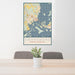 24x36 Swansboro North Carolina Map Print Portrait Orientation in Woodblock Style Behind 2 Chairs Table and Potted Plant