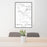 24x36 Sweet Home Oregon Map Print Portrait Orientation in Classic Style Behind 2 Chairs Table and Potted Plant