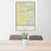24x36 Sweet Home Oregon Map Print Portrait Orientation in Woodblock Style Behind 2 Chairs Table and Potted Plant