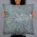 Person holding 22x22 Custom Sweet Home Oregon Map Throw Pillow in Afternoon