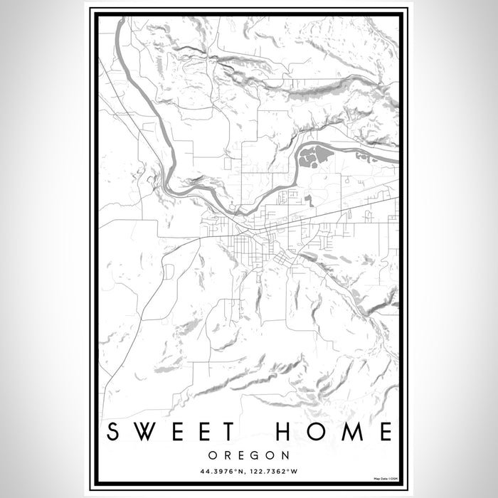Sweet Home Oregon Map Print Portrait Orientation in Classic Style With Shaded Background