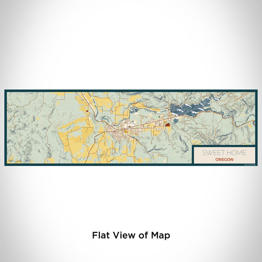 Flat View of Map Custom Sweet Home Oregon Map Enamel Mug in Woodblock