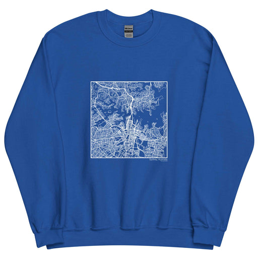 Sydney Australia  Map Unisex Crewneck Sweater with City inscription in Royal Blue