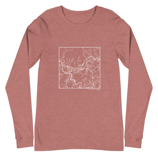 Sylva North Carolina  Map Unisex Long-Sleeve T-shirt with City inscription in Heather Mauve