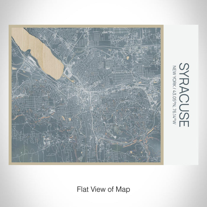 Rendered View of Syracuse New York Map on 20oz Stainless Steel Insulated Bottle with Bamboo Top with printed afternoon style map