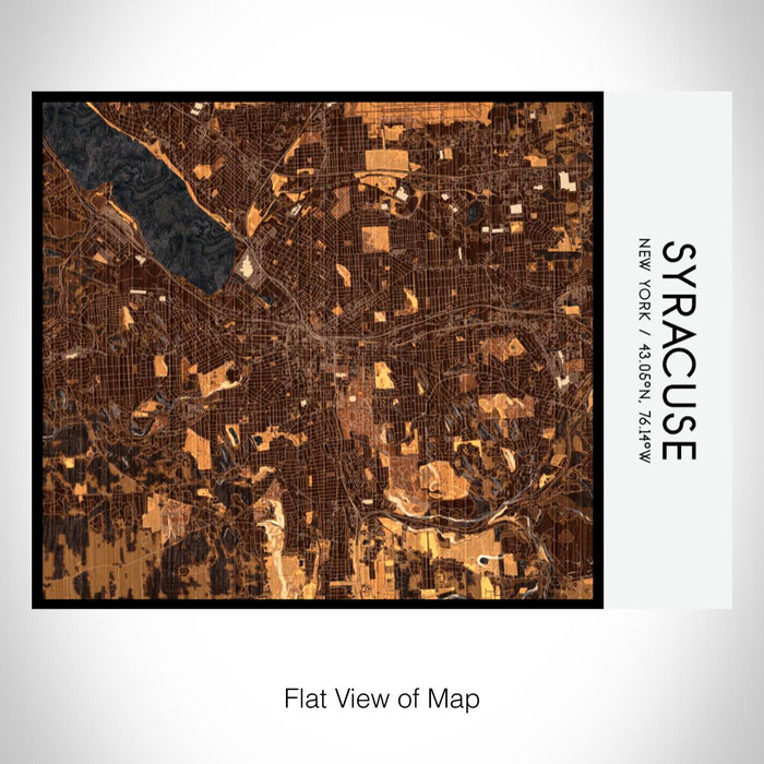 Rendered View of Syracuse New York Map on 20oz Stainless Steel Insulated Bottle with Bamboo Top with printed ember style map