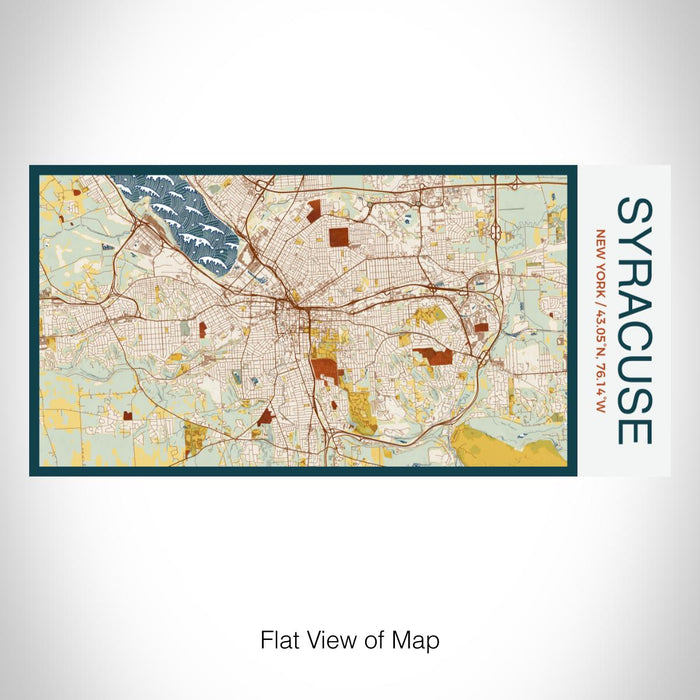 Rendered View of Syracuse New York Map on 17oz Stainless Steel Insulated Bottle with printed woodblock style map