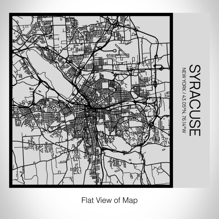 Rendered View of Syracuse New York Map on 17oz Stainless Steel Insulated Tumbler in Tactile Lines with Succulent in Background