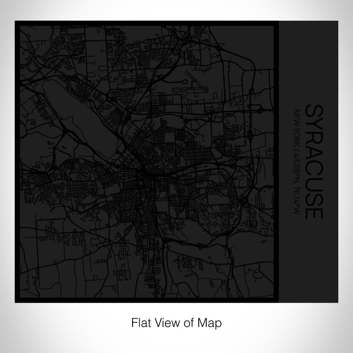 Rendered View of Syracuse New York Map on 17oz Stainless Steel Insulated Tumbler in Matte Black with Tactile Lines