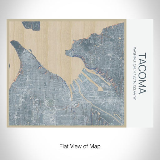 Rendered View of Tacoma Washington Map on 20oz Stainless Steel Insulated Bottle with Bamboo Top with printed afternoon style map