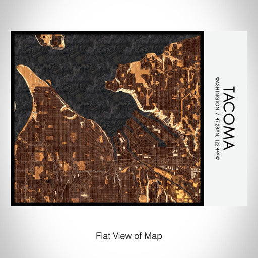 Rendered View of Tacoma Washington Map on 20oz Stainless Steel Insulated Bottle with Bamboo Top with printed ember style map