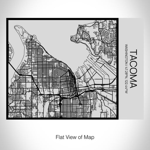 Rendered View of Tacoma Washington Map on 20oz Stainless Steel Insulated Bottle with Bamboo Top with printed Tactile Lines Map in Black