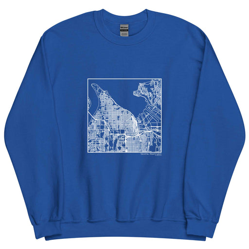Tacoma Washington  Map Unisex Crewneck Sweater with City inscription in Royal Blue