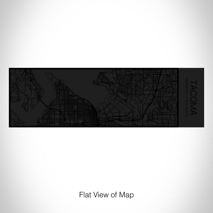 Rendered View of Tacoma Washington Map on 10oz Stainless Steel Insulated Cup in Matte Black with Sliding Lid