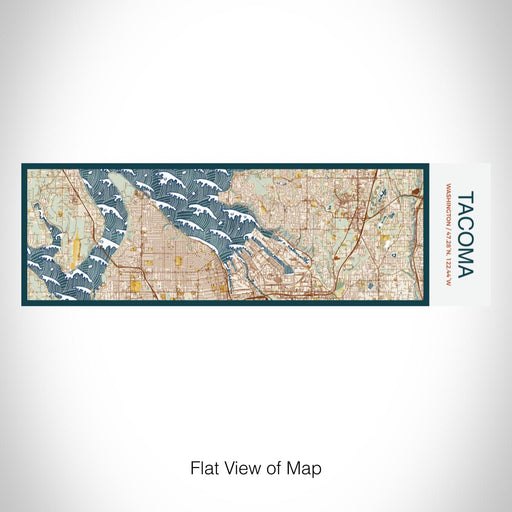 Rendered View of Tacoma Washington Map on 10oz Stainless Steel Insulated Cup in Woodblock with Sliding Lid
