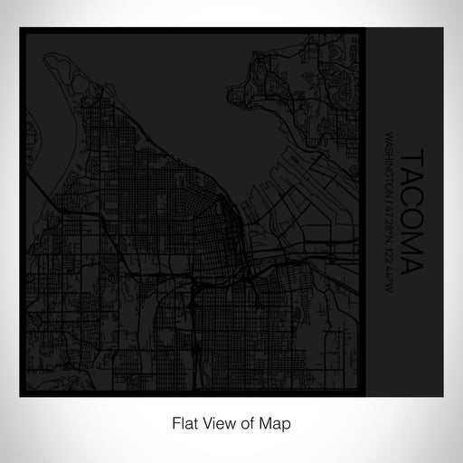 Rendered View of Tacoma Washington Map on 17oz Stainless Steel Insulated Tumbler in Matte Black with Tactile Lines