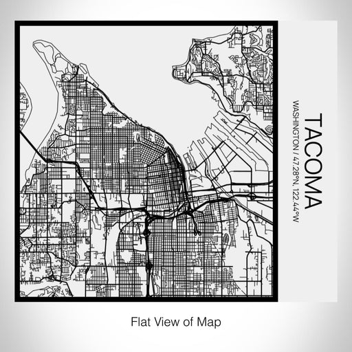 Rendered View of Tacoma Washington Map on 17oz Stainless Steel Insulated Tumbler in Matte White with Tactile Lines