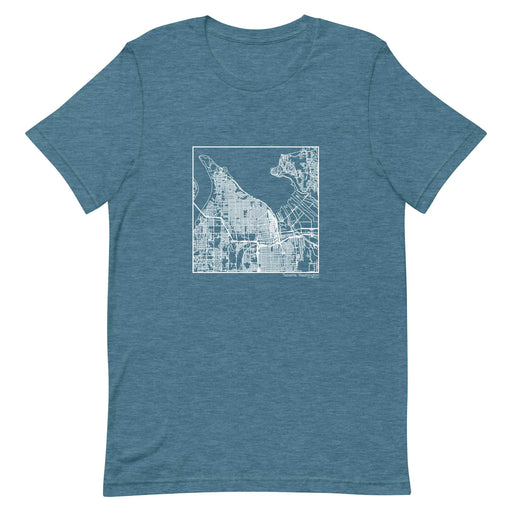 Tacoma Washington  Map Unisex T-Shirt with City inscription in Heather Teal