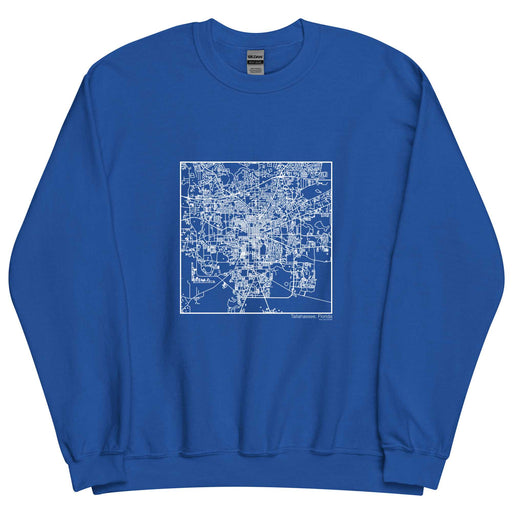 Tallahassee Florida  Map Unisex Crewneck Sweater with City inscription in Royal Blue