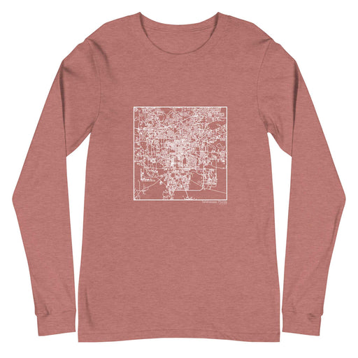 Tallahassee Florida  Map Unisex Long-Sleeve T-shirt with City inscription in Heather Mauve
