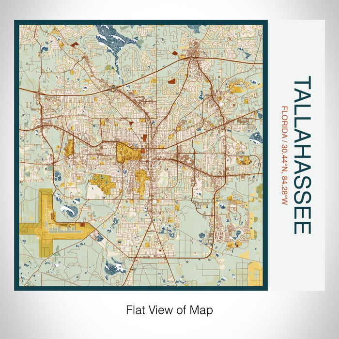 Rendered View of Tallahassee Florida Map on 17oz Stainless Steel Insulated Tumbler in Woodblock Map Style
