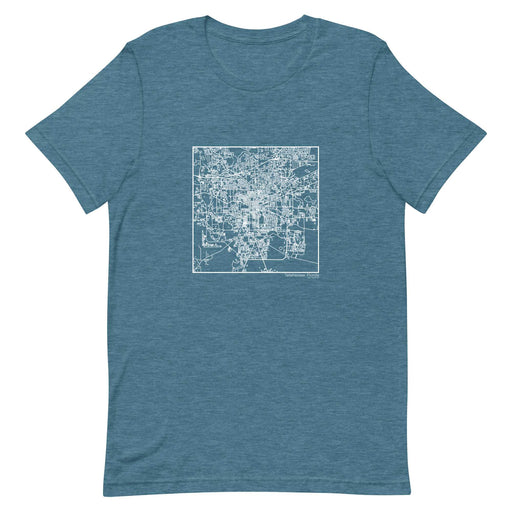 Tallahassee Florida  Map Unisex T-Shirt with City inscription in Heather Teal