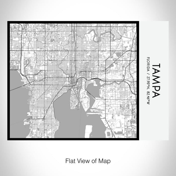 Rendered View of Tampa Florida Map on 20oz Stainless Steel Insulated Bottle with Bamboo Top with printed classic style map