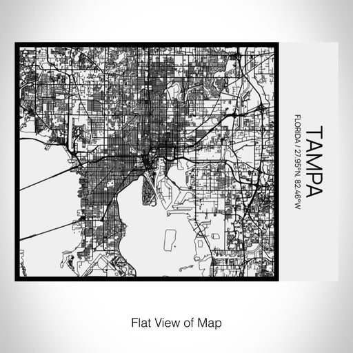 Rendered View of Tampa Florida Map on 20oz Stainless Steel Insulated Bottle with Bamboo Top in Matte White with printed Tactile Lines Map in Black