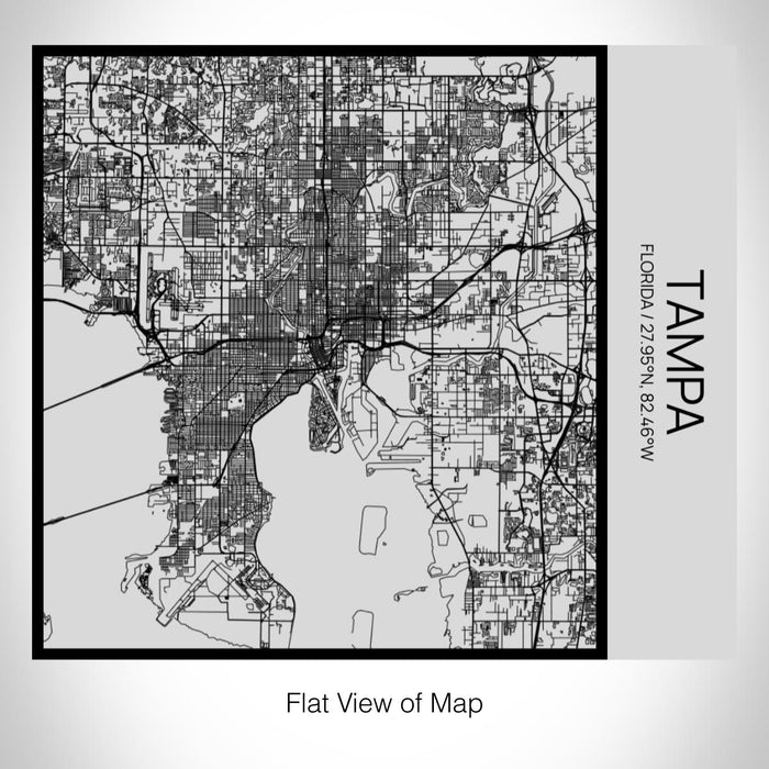 Rendered View of Tampa Florida Map on 17oz Stainless Steel Insulated Tumbler in Tactile Lines with Succulent in Background