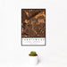 12x18 Tanglewood Fort Worth Map Print Portrait Orientation in Ember Style With Small Cactus Plant in White Planter