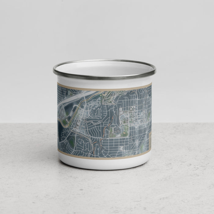 Front View Custom Tanglewood Fort Worth Map Enamel Mug in Afternoon