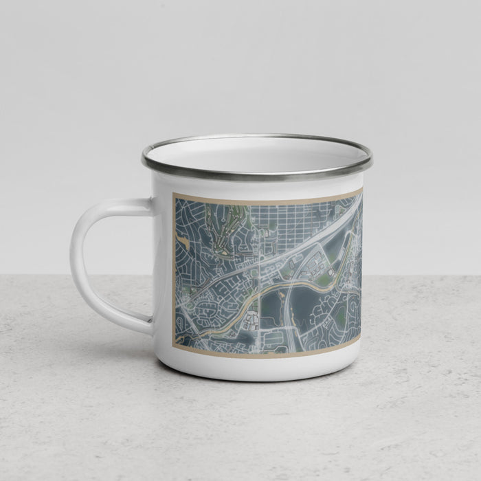 Left View Custom Tanglewood Fort Worth Map Enamel Mug in Afternoon