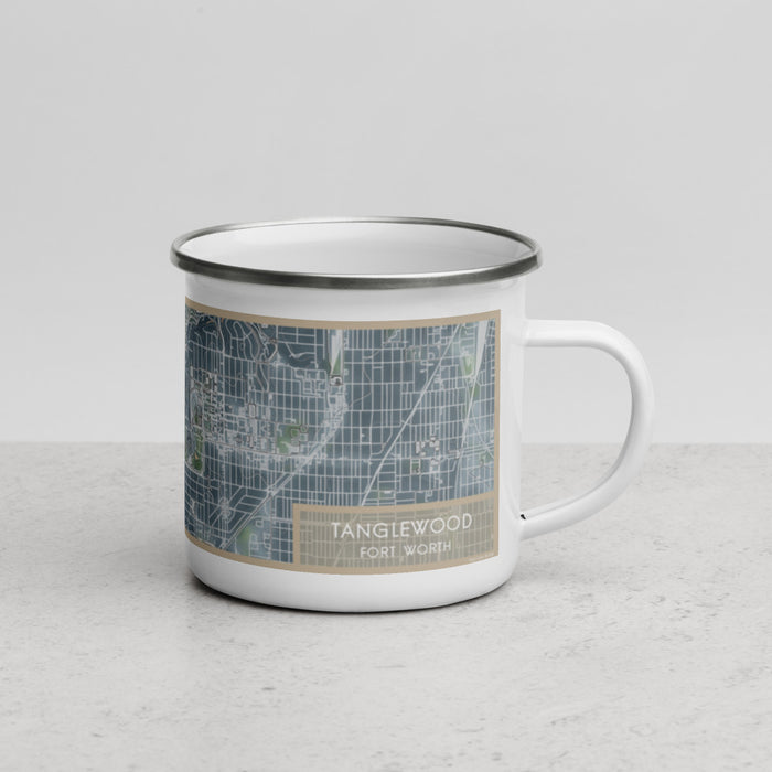 Right View Custom Tanglewood Fort Worth Map Enamel Mug in Afternoon