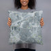 Person holding 18x18 Custom Tanglewood Fort Worth Map Throw Pillow in Afternoon
