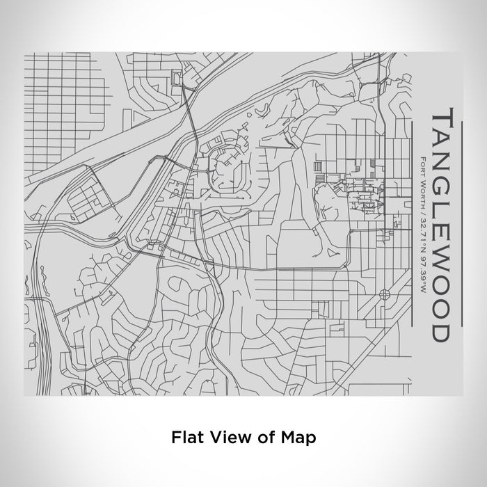 Rendered View of Tanglewood Fort Worth Map Engraving on 20oz Stainless Steel Insulated Bottle with Bamboo Top