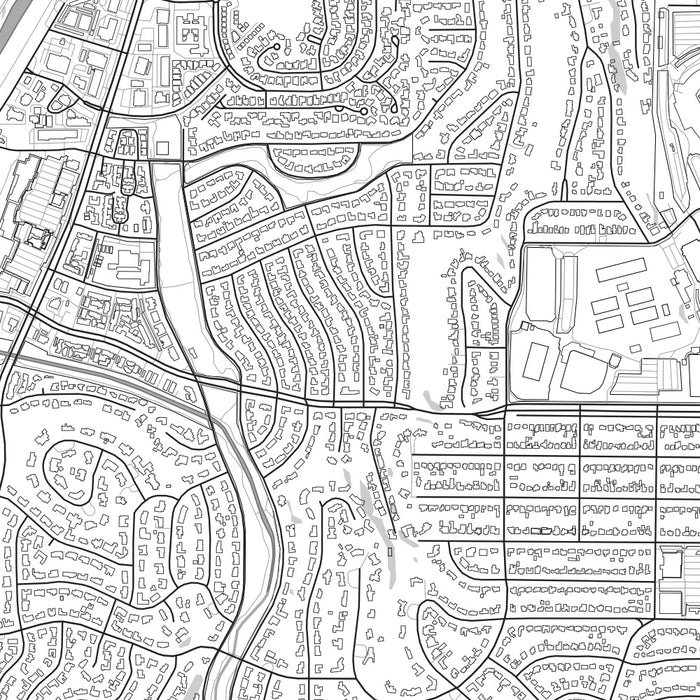 Tanglewood Fort Worth Map Print in Classic Style Zoomed In Close Up Showing Details