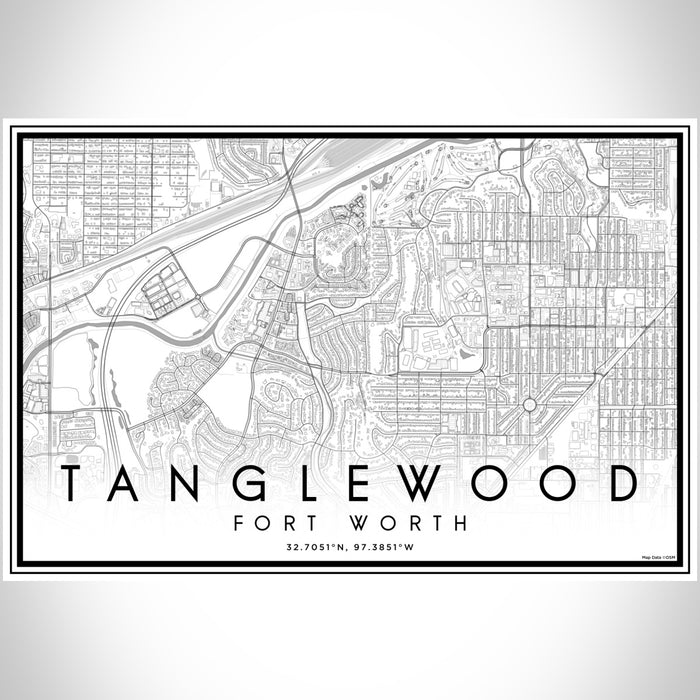 Tanglewood Fort Worth Map Print Landscape Orientation in Classic Style With Shaded Background