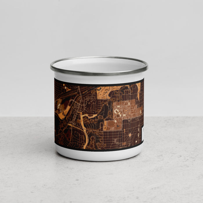 Front View Custom Tanglewood Fort Worth Map Enamel Mug in Ember