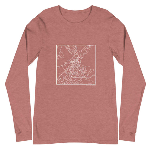 Taos New Mexico  Map Unisex Long-Sleeve T-shirt with City inscription in Heather Mauve