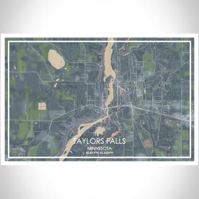 Taylors Falls Minnesota Map Print Landscape Orientation in Afternoon Style With Shaded Background