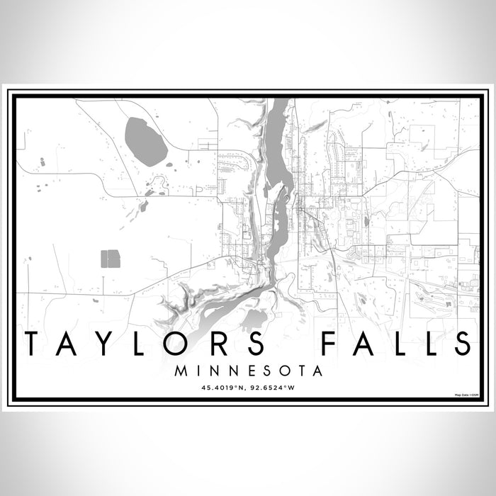 Taylors Falls Minnesota Map Print Landscape Orientation in Classic Style With Shaded Background
