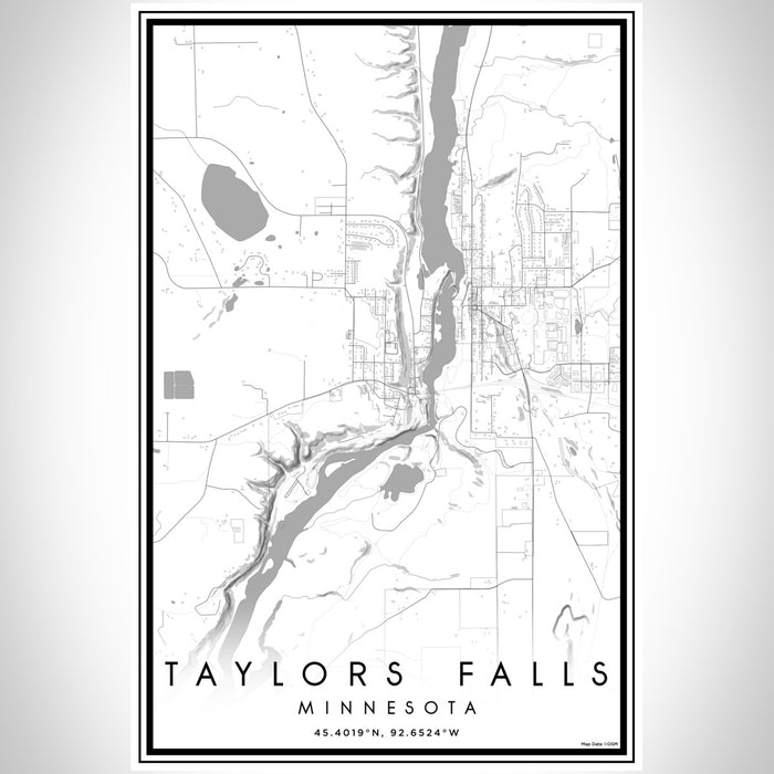 Taylors Falls Minnesota Map Print Portrait Orientation in Classic Style With Shaded Background