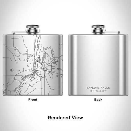 Rendered View of Taylors Falls Minnesota Map Engraving on 6oz Stainless Steel Flask